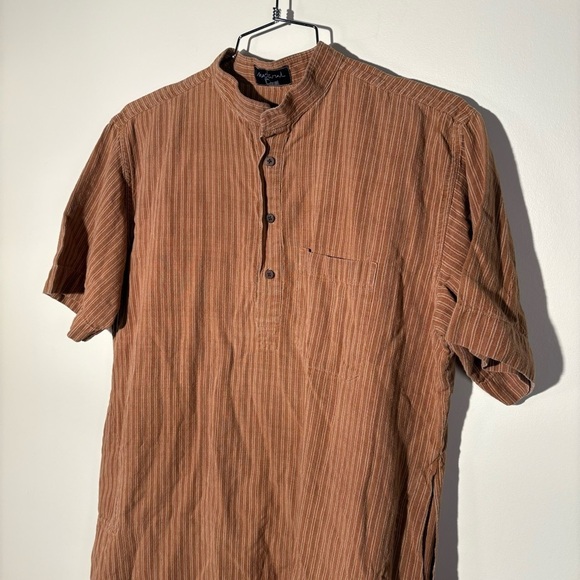 Natural Desi Button Neck Short Sleeve Tunic - Picture 2 of 5